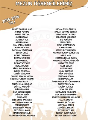 2015-2016 YILI MEZUN ÖĞRENCİLERİMİZ