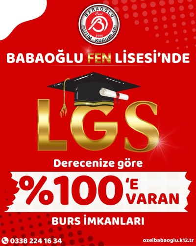 LGS 2025 sonuçlarına göre %100’e varan burs imkânı Babaoğlu Koleji Fen Lisesi’nde! LGS 2025 sonuçlarına göre %100’e varan burs imkânı Babaoğlu Koleji Fen Lisesi’nde!