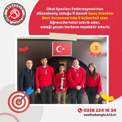GENÇ ERKEKLER DART TURNUVASINDA İL 3. SÜ OLDUK