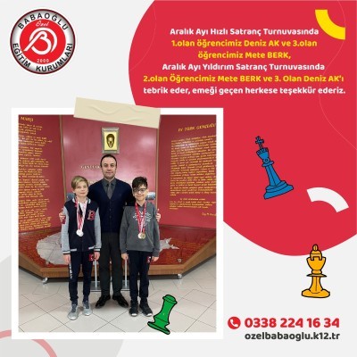 ARALIK AYI HIZLI SATRANÇ TURNUVASI BAŞARILARIMIZ 