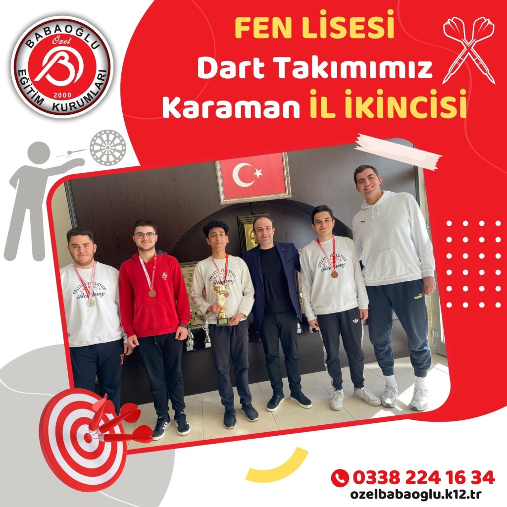 2023 - 2024 YILI FEN LİSESİ DART TAKIMIMIZ KARAMAN İL İKİNCİSİ