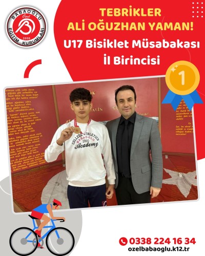 U17 Bisiklet Müsabakalarında İl 1.'si Ali Oğuzhan Yaman!