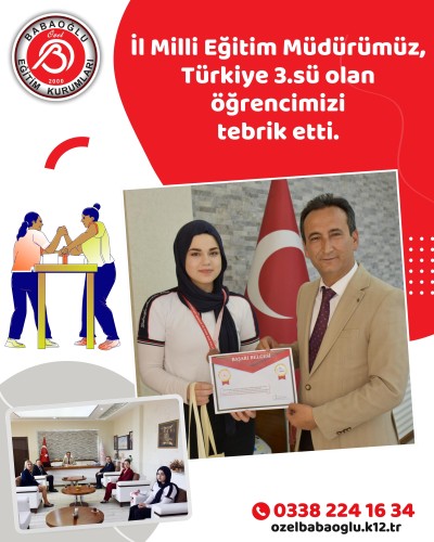 İl Milli Eğitim Müdürümüz Türkiye 3.sü Olan Öğrencimizi Tebrik Etti! İl Milli Eğitim Müdürümüz Türkiye 3.sü Olan Öğrencimizi Tebrik Etti!