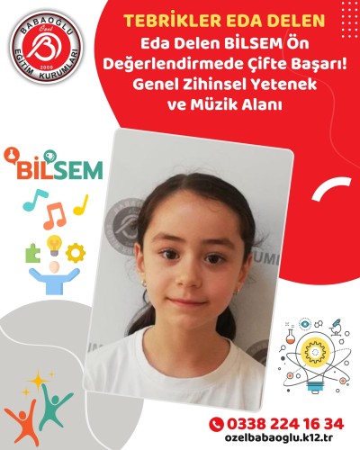 BİLSEM ön değerlendirme sürecinde başarı gösteren öğrencilerimizi tebrik ediyoruz. 