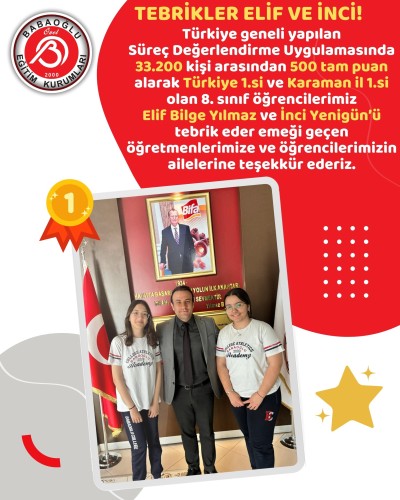 TEBRİKLER ELİF BİLGE YILMAZ & İNCİ YENİGÜN ! TEBRİKLER ELİF BİLGE YILMAZ & İNCİ YENİGÜN !
