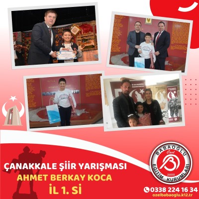 ÇANAKKALE ŞİİR YARIŞMASI AHMET BERKAY KOCA İL 1. Sİ