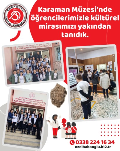 Karaman Müzesi'nde Öğrencilerimiz İle Kültürel Mirasımızı Yakından Tanıdık. Karaman Müzesi'nde Öğrencilerimiz İle Kültürel Mirasımızı Yakından Tanıdık.