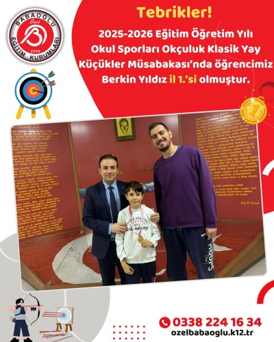 Okulumuz öğrencileri, Okul Sporları Okçuluk Klasik Yay müsabakalarında önemli dereceler elde etti!