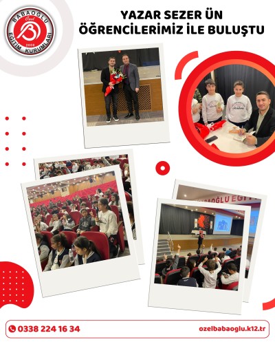 Okur-yazar etkinliğimiz kapsamında yazar Sezer Ün’ü öğrencilerimizle buluşturduk!. 